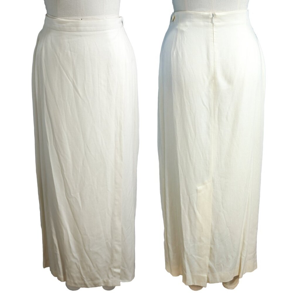 Pôles White Maxi Pencil Wrap Linen Skirt - Vintage Size 42